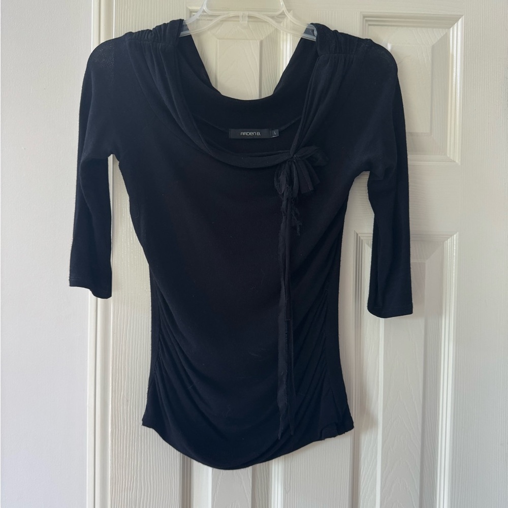 Arden B Black Cowl Neck Top